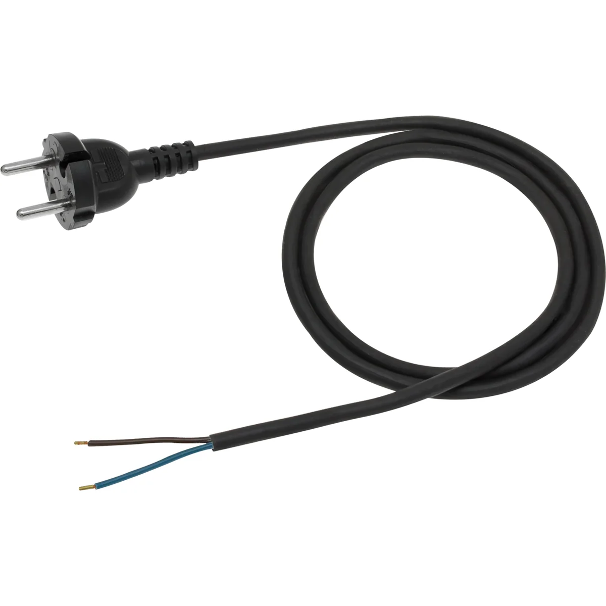 Przewód przyłączeniowy gumowy z zalewaną wtyczką prostą czarny 250V~/16A H05RR-F 2x1,5mm² - 1,5m PZ1,5P-1,5-G PZ1,5P-1,5-G - obrazek 1