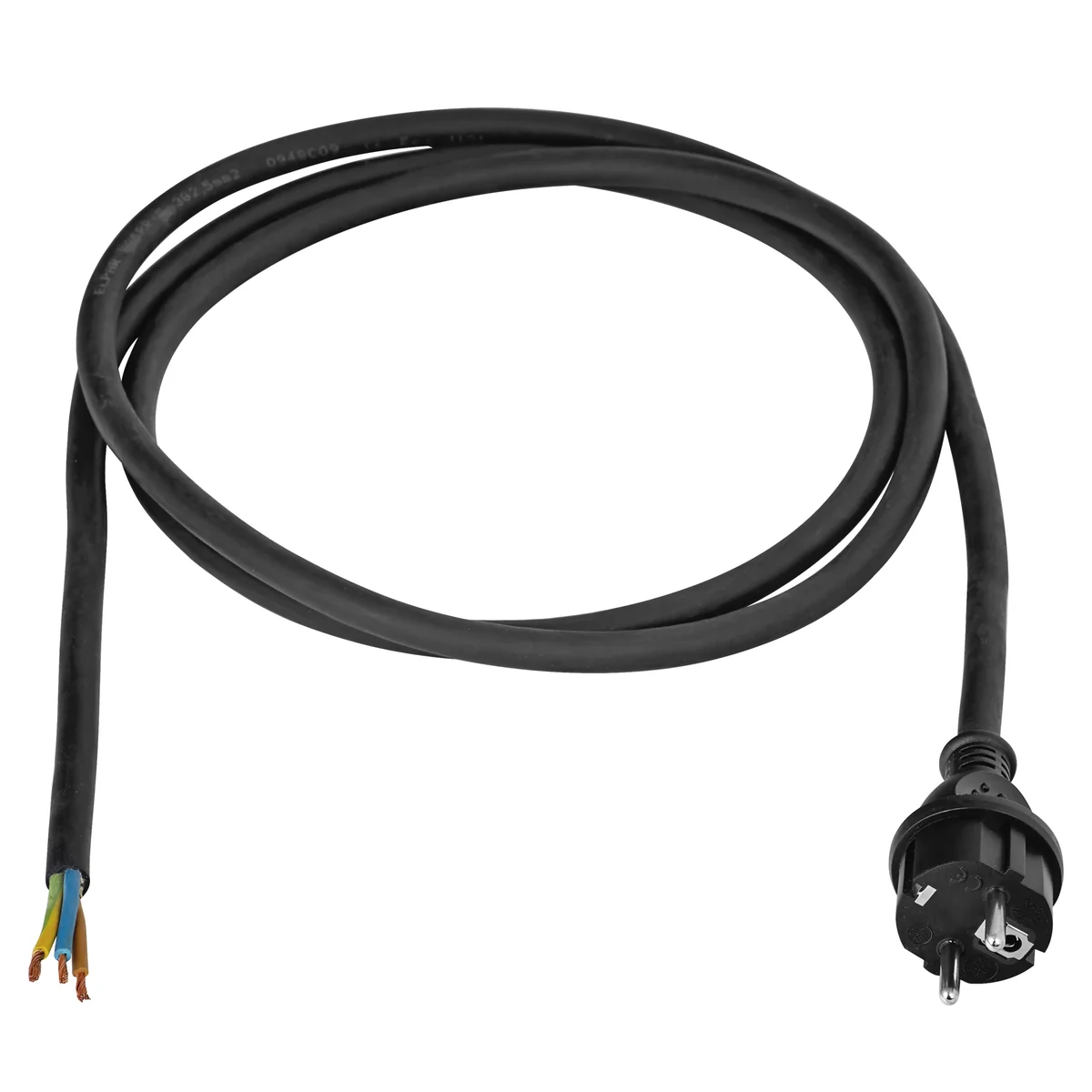 Przewód przyłączeniowy gumowy z zalewaną wtyczką prostą UNISCHUKO czarny 250V~/16A IP-44 H05RR-F 3x2,5mm² - 3m PZ2,5PK-03-G PZ2,5PK-03-G - obrazek 1