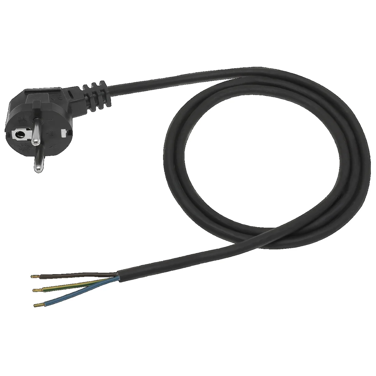 Przewód przyłączeniowy z zalewaną wtyczką kątową UNISCHUKO czarny 250V~/10A PVC 3x1mm² - 3m PZ1-03-2 PZ1-03-2 - obrazek 1