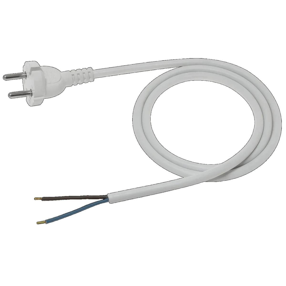 Przewód przyłączeniowy z zalewaną wtyczką prostą biały 250V~/10A PVC 2x1mm² - 2m PZ1P-2-1 PZ1P-2-1 - obrazek 1