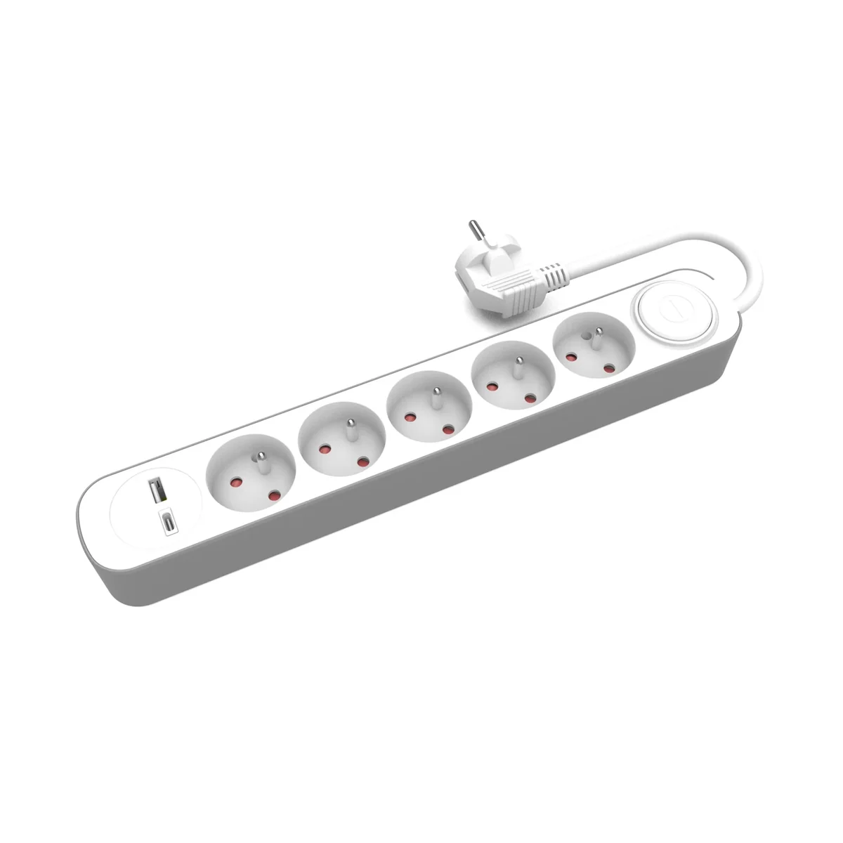 PS-570WS+USBA+USBC/5 E Przedłużacz stały z pięciokrotnym gniazdem wtyczkowym i włącznikiem oraz gniazdami USB A, USB C, 5m W-30005 - obrazek 1