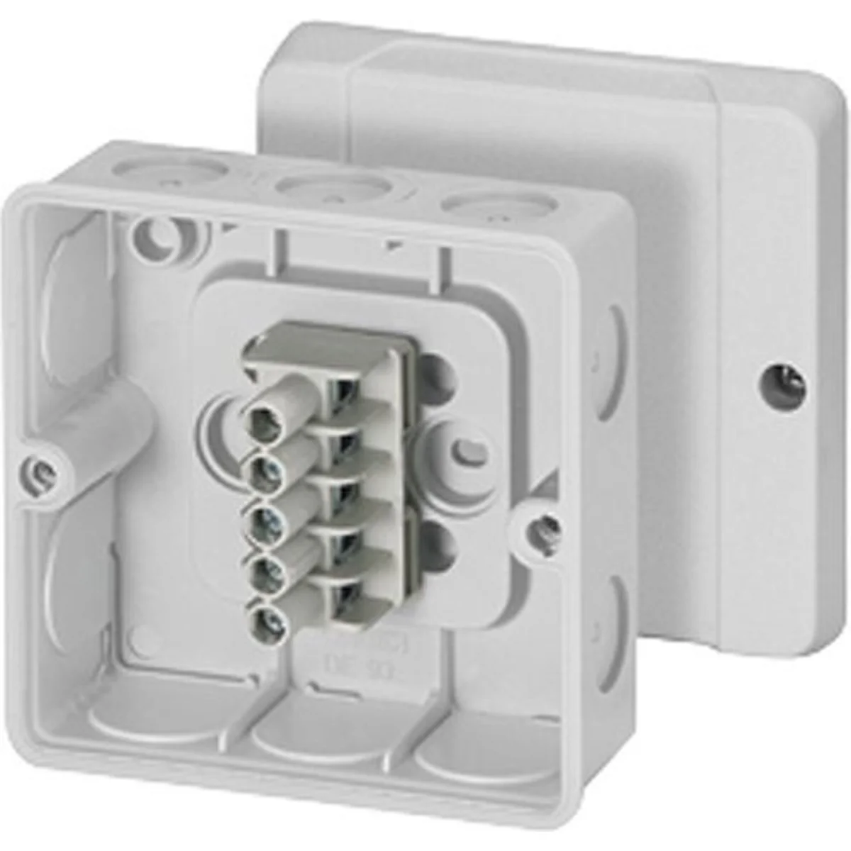 Puszka do instalacji wewnętrznych DE 9345 dławnice membranowe z zaciskami 5-biegunów 4mm2 Cu IP55 szara 62000268 - obrazek 1