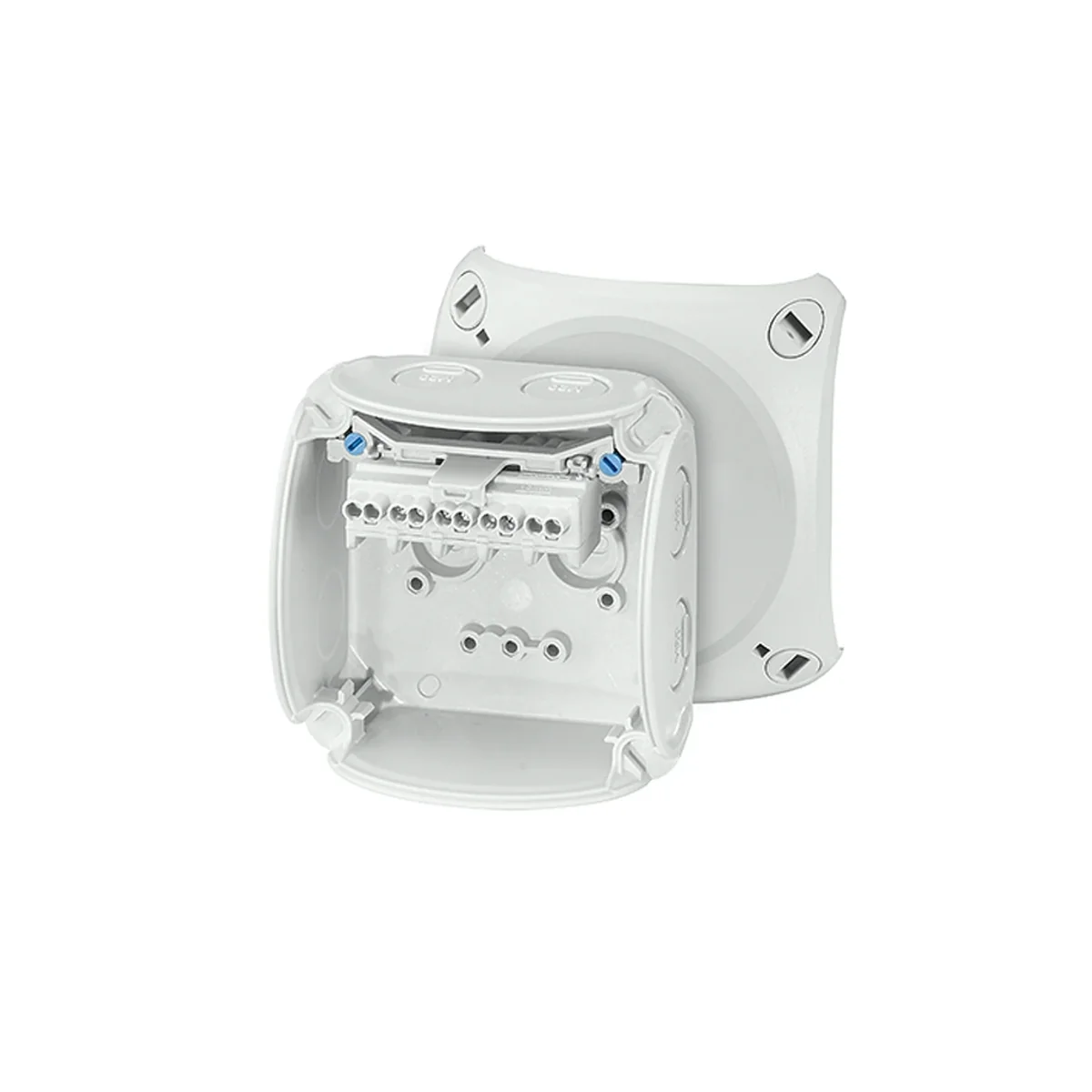 Puszka do instalacji zewnętrznych KF 0202 G 93x93x62mm z zaciskami 5-biegunów 2,5 mm2 Cu IP66/67/69 szara 62000043 - obrazek 1
