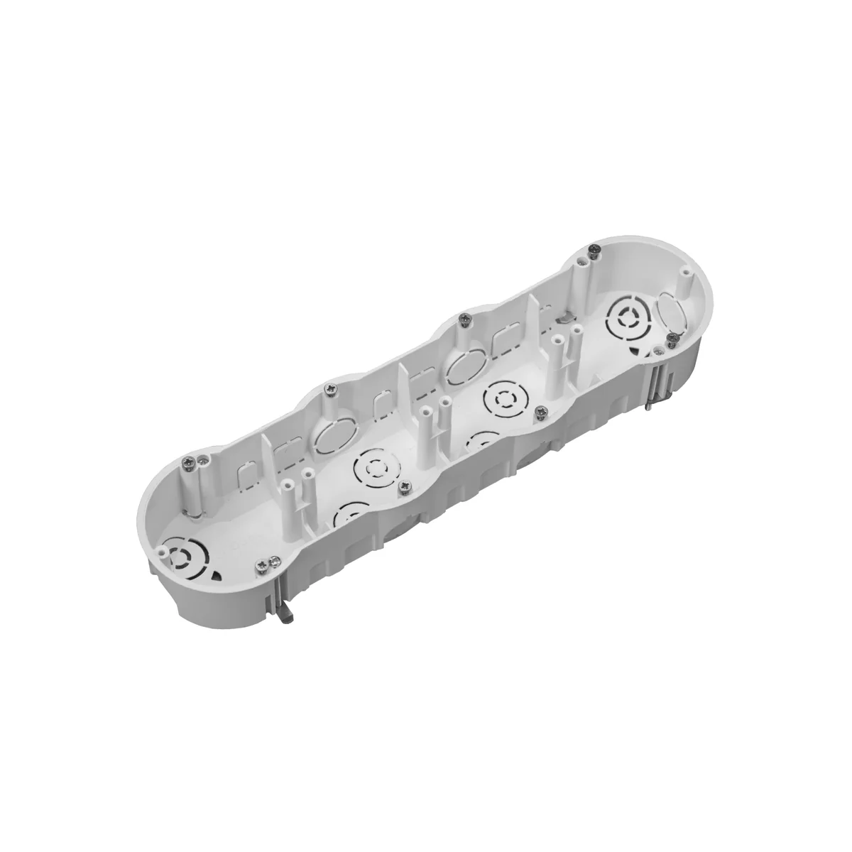 Puszka do pustych ścian PK60, płytka 46mm, fi68, z wkrętami, poczwórna, biała, IP30 A.0047 - obrazek 1