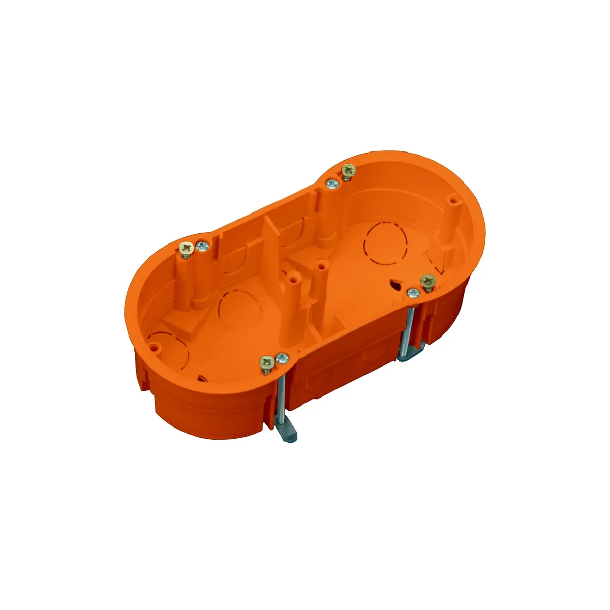 Puszka do pustych ścian PK60, płytka 46mm, fi68, z wkrętami, podwójna, pomarańczowa, IP30 A.0010P - obrazek 1