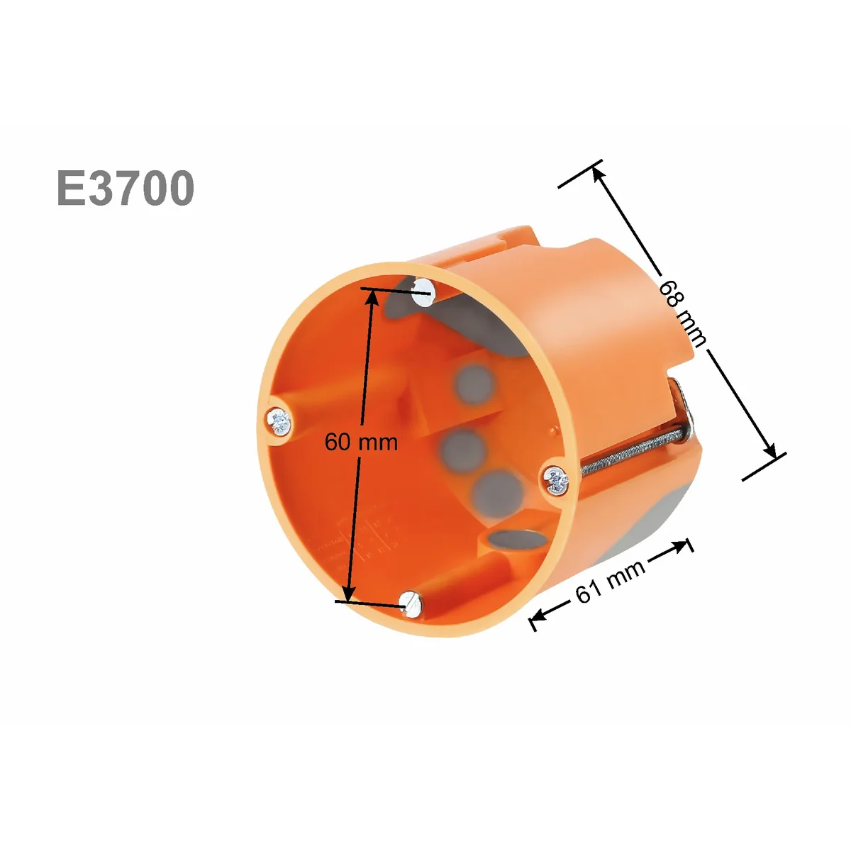 Puszka do pustych ścian wiatroszczelna z membranami fi60mm głęboka pomarańczowa 83192088 - obrazek 1