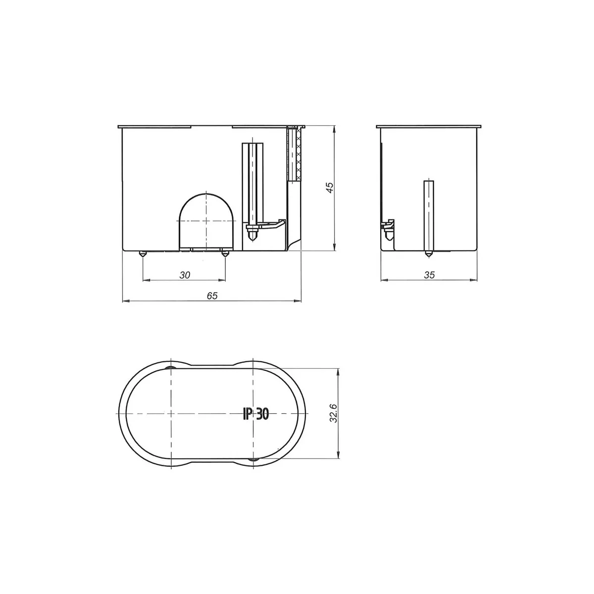Puszka instalacyjna do pustych ścian kinkietowa P2x32 fi2x32mm niebieska 32023203 - obrazek 1