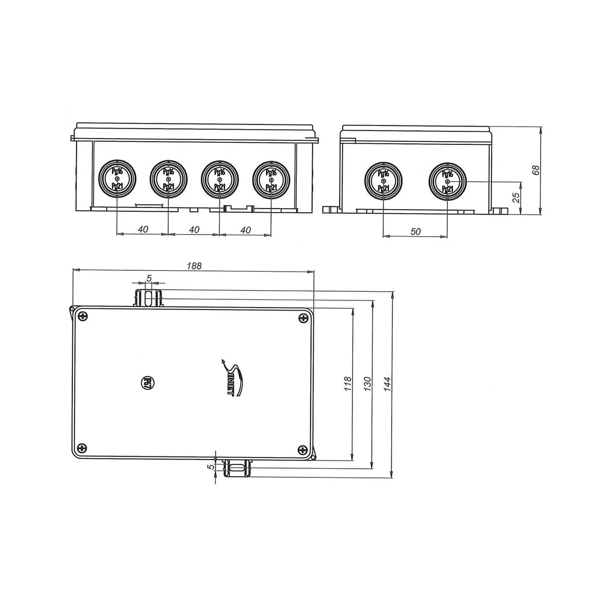Puszka naścienna 188x118x68mm IP67 biała 35270206 - obrazek 1