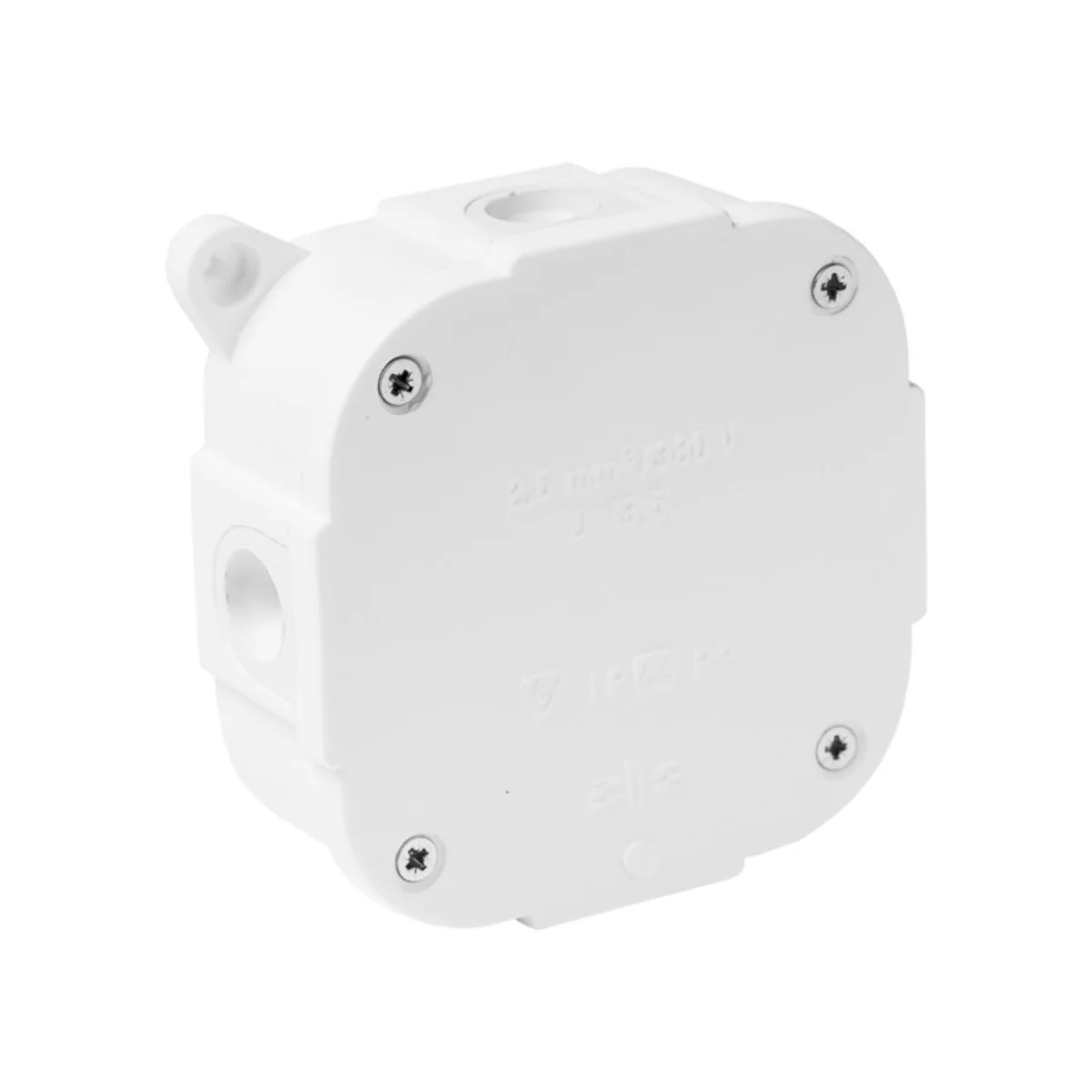 Puszka natynkowa z osłabieniami 4-wlotowa 88x88x40mm IP44 dekiel na 4 wkręty biała 074-01 - obrazek 1