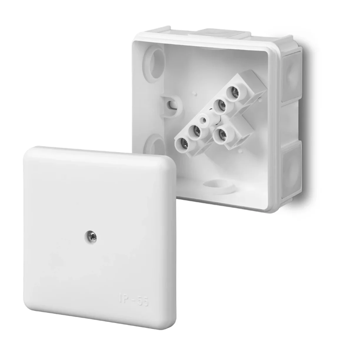 Puszka odgałężna z wkładem 5-torowa dla Cu do 2.5mm2/6-wylotowy IP55 biała 87x87x39mm 0226-01 - obrazek 1