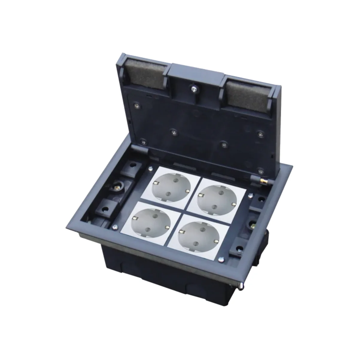 Puszka podłogowa (floorbox) 4M, (45×45), regulowana głębokość, do podłogi technicznej (wylewka opcjonalnie). ALANTEC PP004