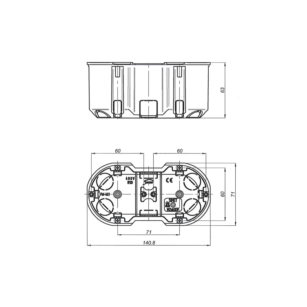 Puszka podtynkowa M2x60DF MULTIWALL SLIM pomarańczowy 33401008 - obrazek 1