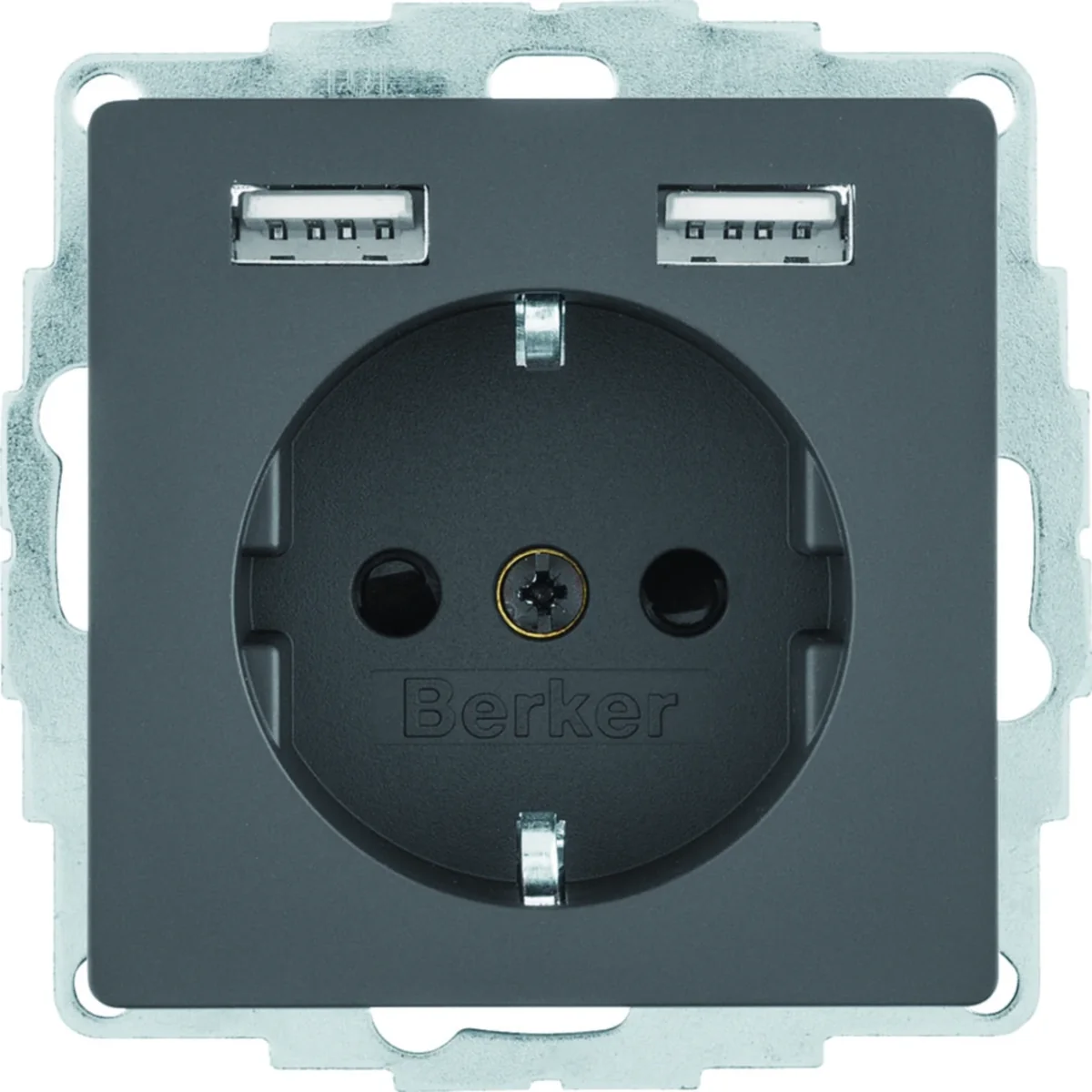 Q.x Gniazdo SCHUKO z gniazdem ładowania USB 2,4 A; samozaciski; antracyt aksamit 48036086 - obrazek 1