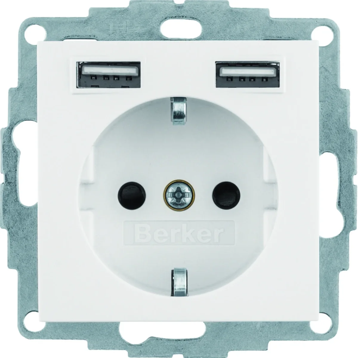 Q.x Gniazdo SCHUKO z gniazdem ładowania USB 2,4 A; samozaciski; biały aksamit 48036089