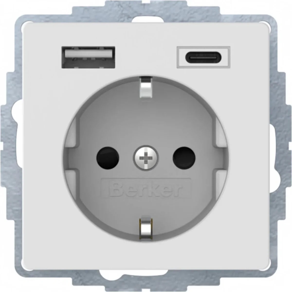 Q.x Gniazdo SCHUKO z ładowarką USB A+C 2.4/3.0 A; samozaciski; biały aksamit 48046089 - obrazek 1