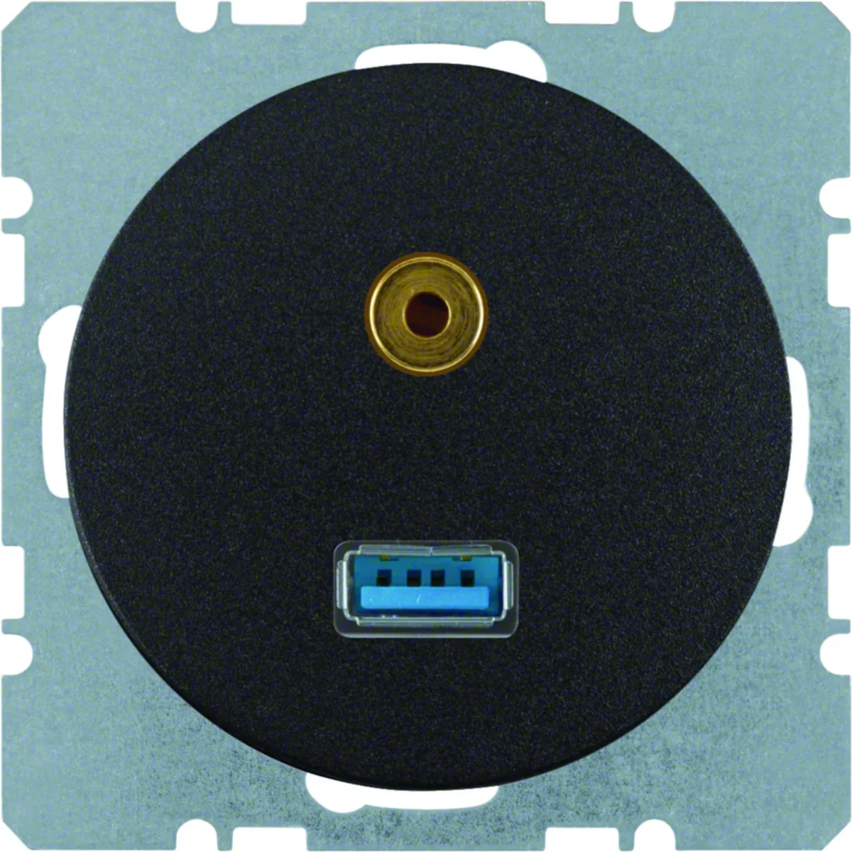 R.1/R.3 Gniazdo USB/3,5mm jack czarne połysk 3315392045 - obrazek 1
