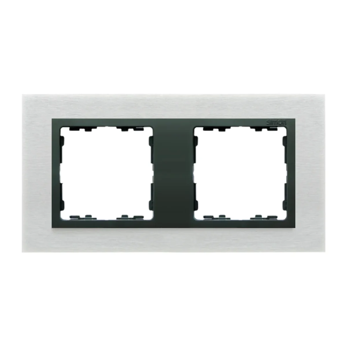 Ramka 2x inox mat / ramka pośrednia grafit 82827-31 - obrazek 1