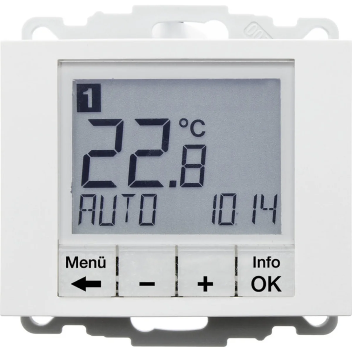 Regulator temperatury ze sterowaniem czasowym z zestykiem zmiennym i elementem centralnym 5−40°C 230V - Biały połysk - B.KWADRAT 20448989 - obrazek 1