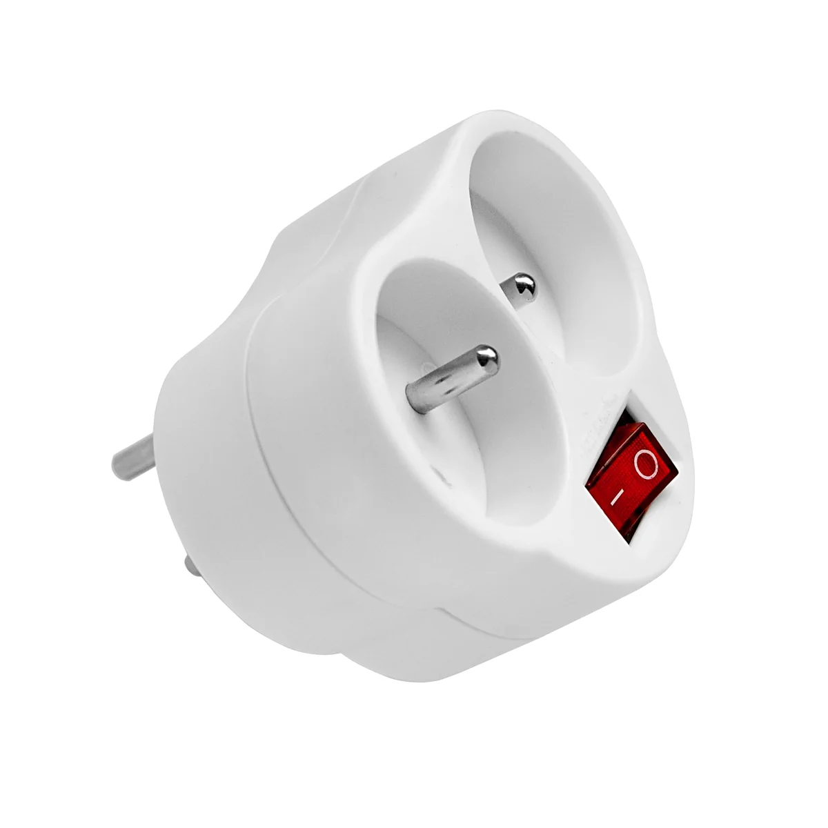 Rozgałęźnik 2-krotny 2x2P+Z gniazdo okrągłe z podświetlanym wyłącznikiem 250V~/16A biały RC-20W RC-20W - obrazek 1