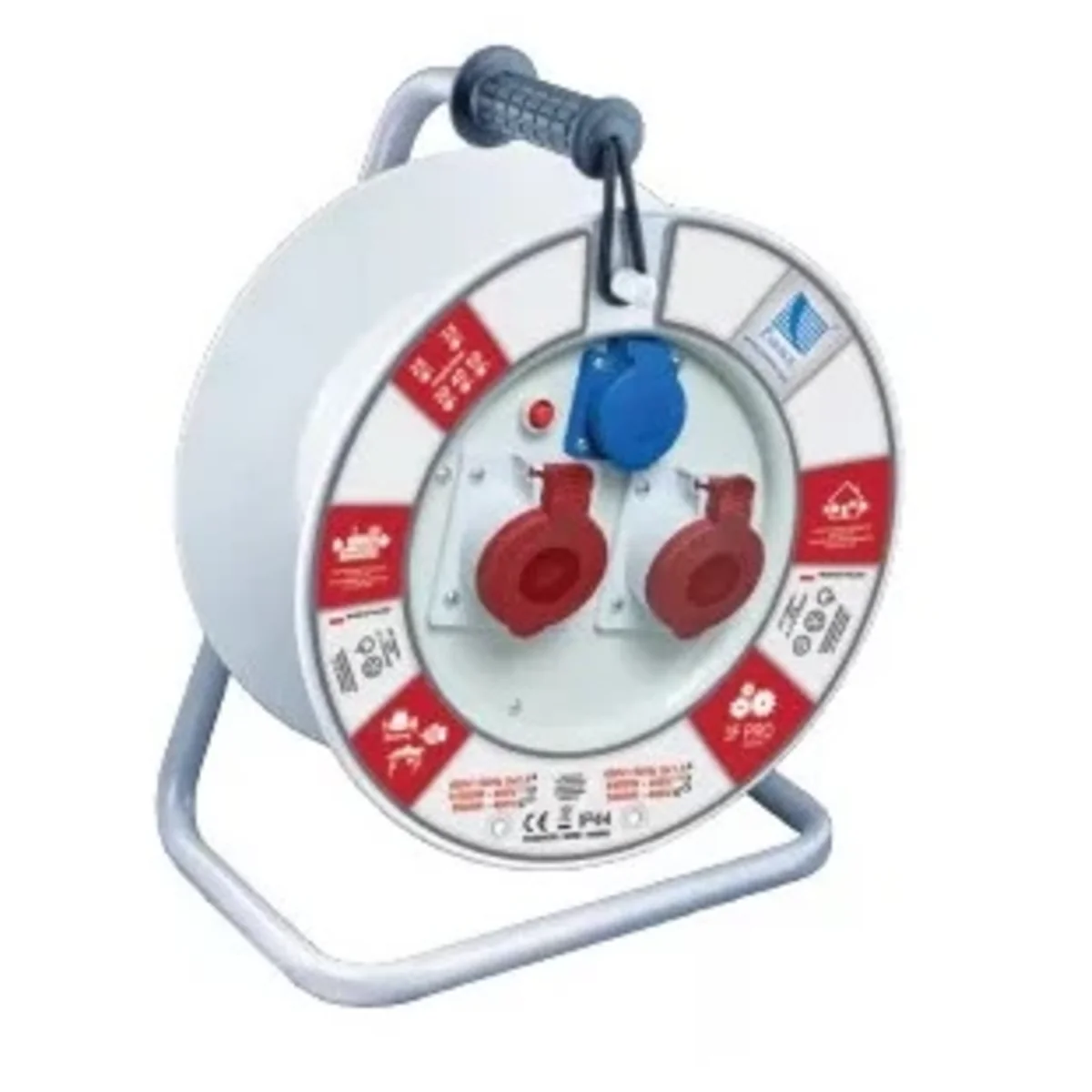 Rozgałęźnik na bębnie plastikowym, fi340, 2x16A/5P, 1x250V, 400V, 1x termik, biały, IP44 B.1104-340RT - obrazek 1