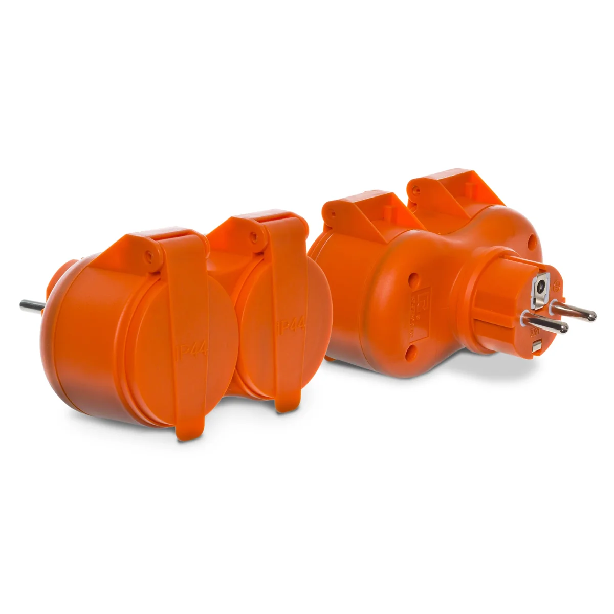 Rozgałęźnik podwójny 2x2P+Z 16A 250V IP 44 pomarańczowy W-97745 - obrazek 1
