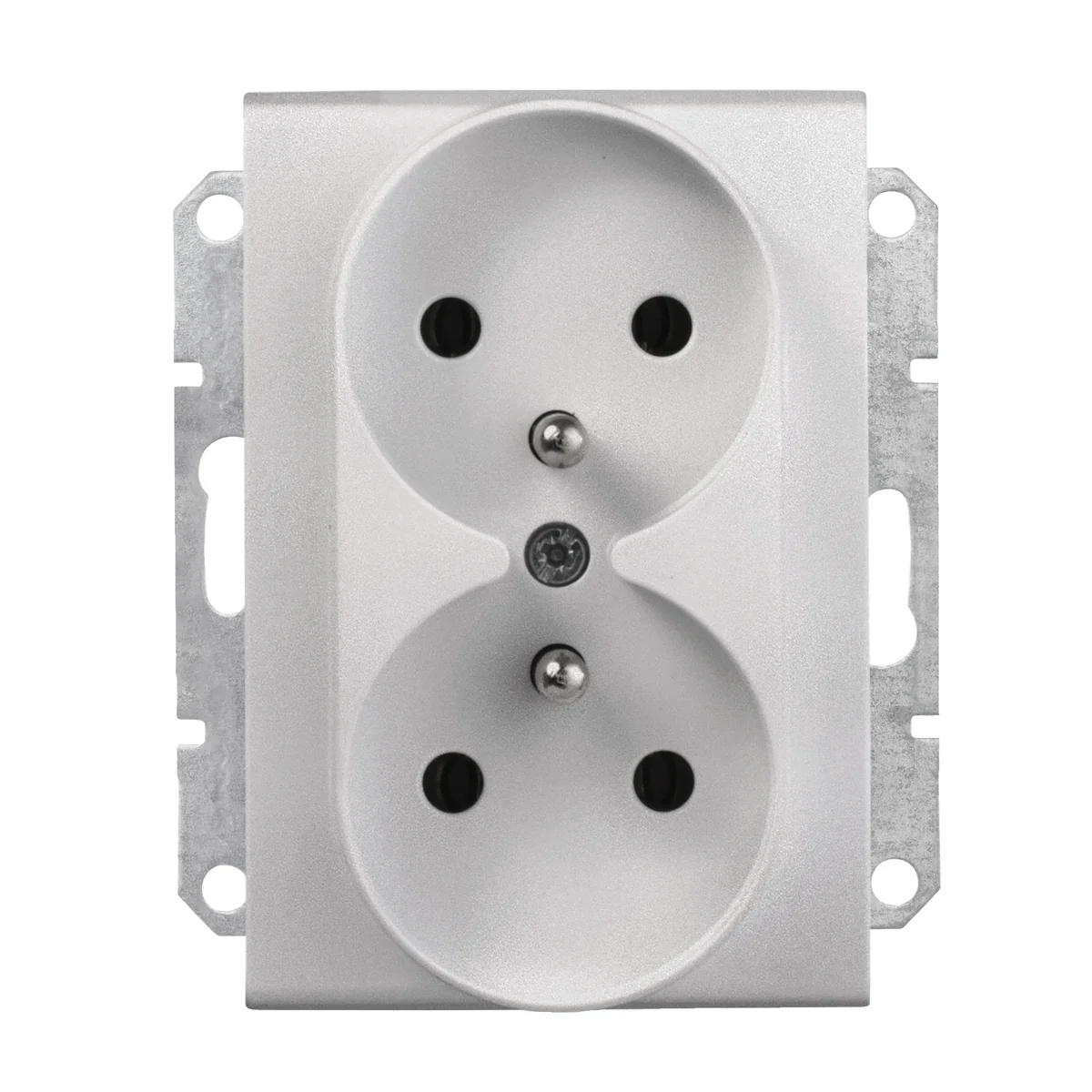SEDNA Gniazdo podwójne 2P + PE do systemu ramkowego aluminium SDN2800960 - obrazek 1