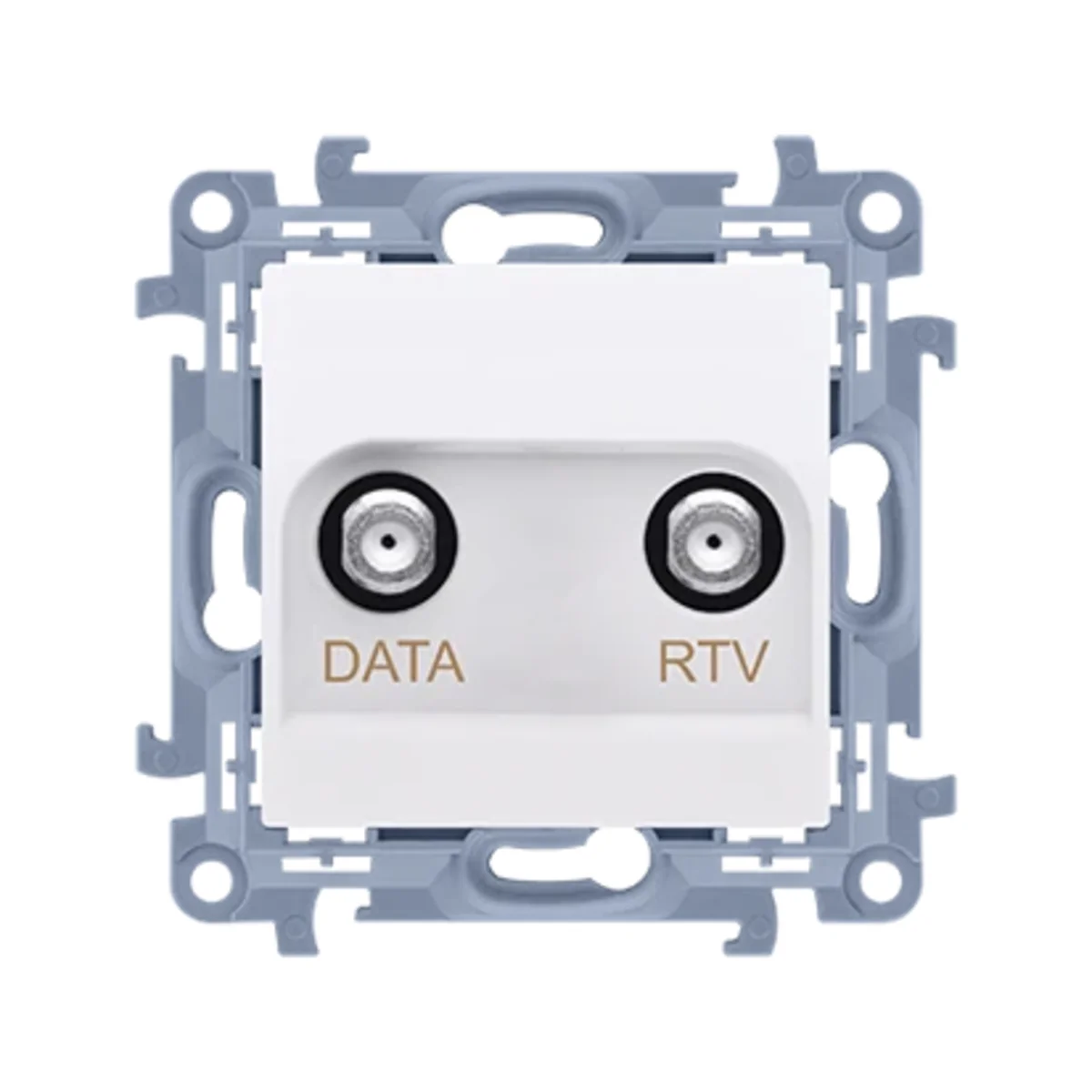 SIMON 10 Gniazdo antenowe końcowe RTV-DATA (moduł) 1x wejście 5÷1000 MHz, Wyjście 2x „F” (DATA: 5÷1000 MHz) (RTV: 88÷1000 MHz), białe CAD1.01/11 - obrazek 1