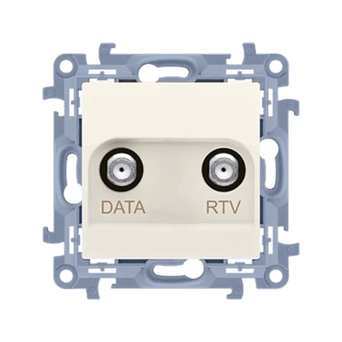 SIMON 10 Gniazdo antenowe końcowe RTV-DATA (moduł) 1x wejście 5÷1000 MHz, Wyjście 2x „F” (DATA: 5÷1000 MHz) (RTV: 88÷1000 MHz), kremowe CAD1.01/41 - obrazek 1