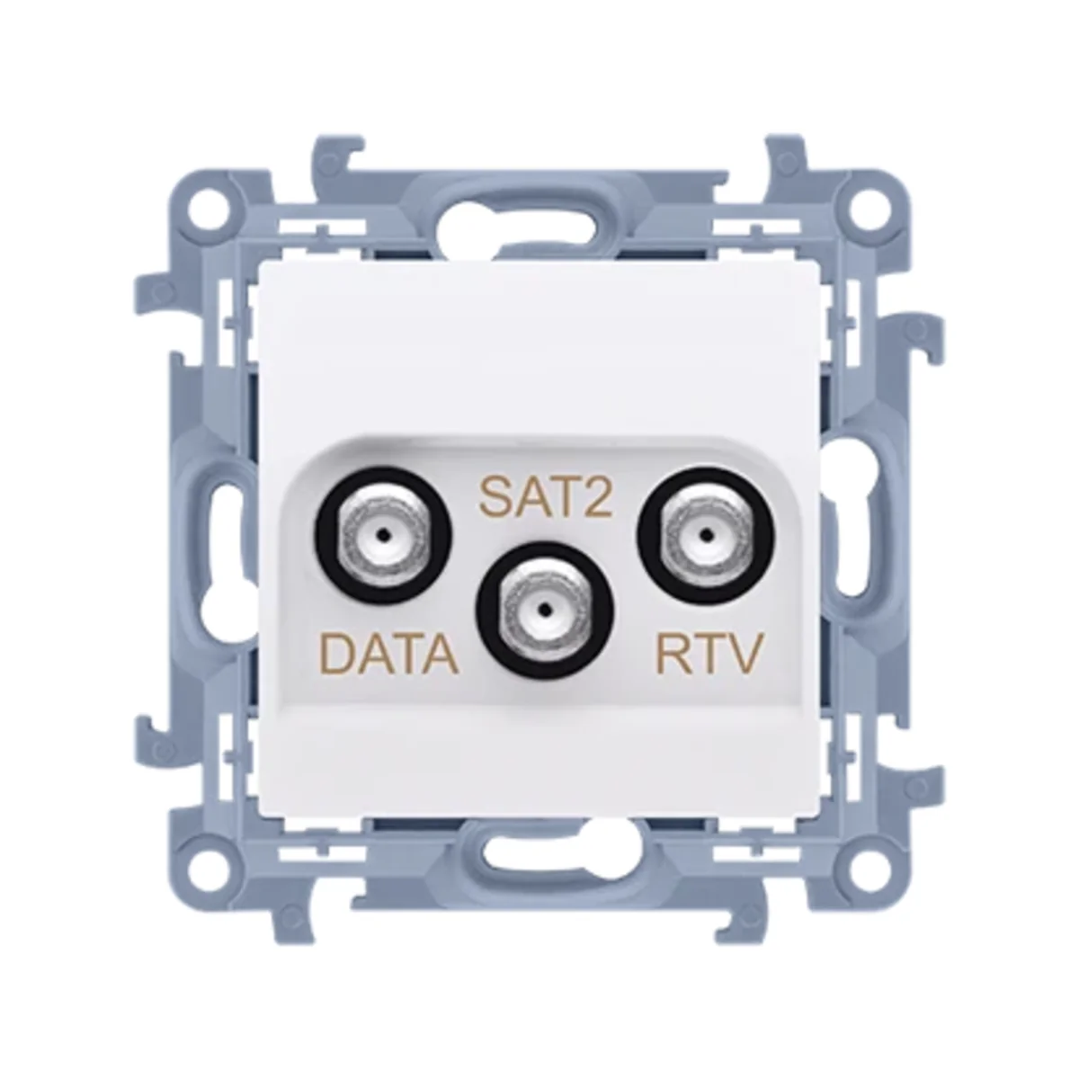 SIMON 10 Gniazdo antenowe końcowe RTV-DATA-SAT (moduł) 1xWE 5÷2400 MHz, 3xWY „F”, (RTV:88÷900 MHz), (DATA: 5÷900 MHz), ( SAT: 950÷2400 MHz), białe CADSATF.01/11 - obrazek 1