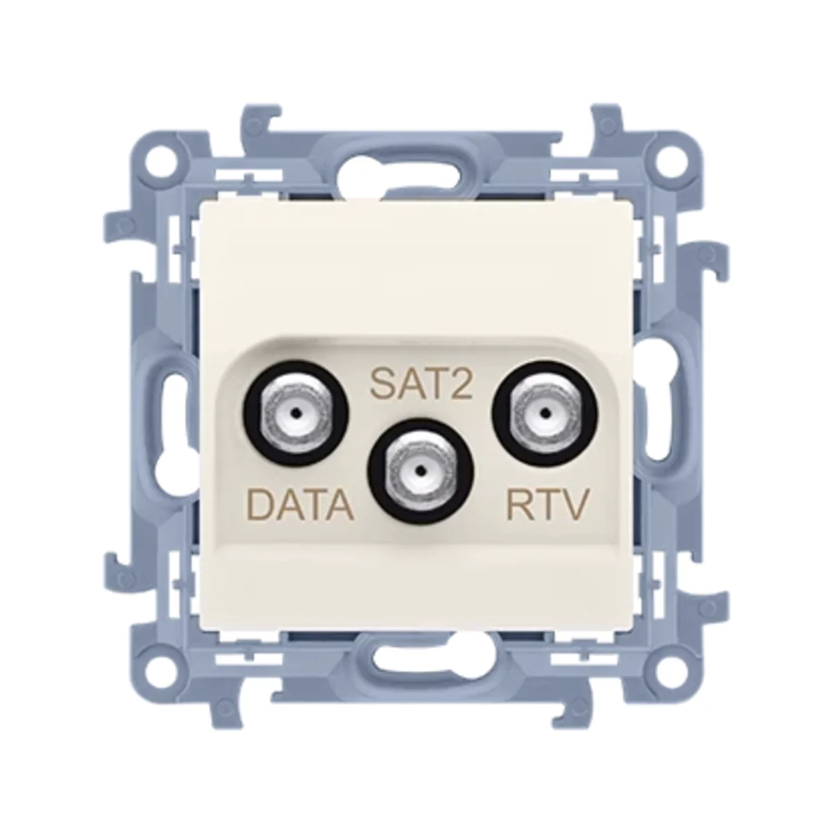SIMON 10 Gniazdo antenowe końcowe RTV-DATA-SAT (moduł) 1xWE 5÷2400 MHz, 3xWY „F”, (RTV:88÷900 MHz), (DATA: 5÷900 MHz), ( SAT: 950÷2400 MHz), kremowe CADSATF.01/41 - obrazek 1