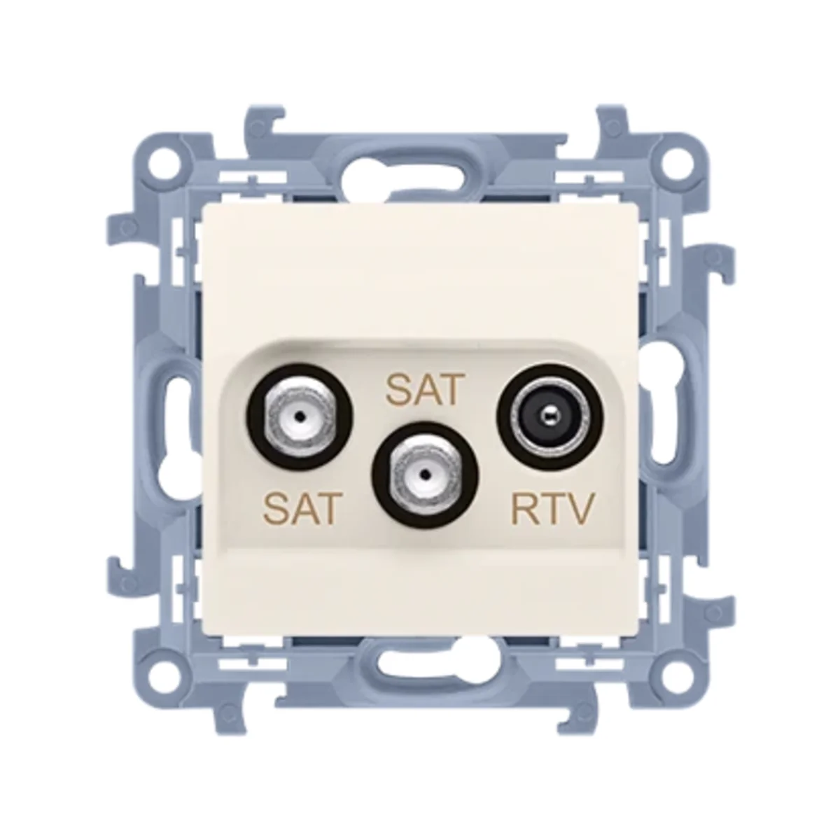 SIMON 10 Gniazdo antenowe SAT-SAT-RTV satelitarne podwójne, kremowe CASK2.01/41 - obrazek 1
