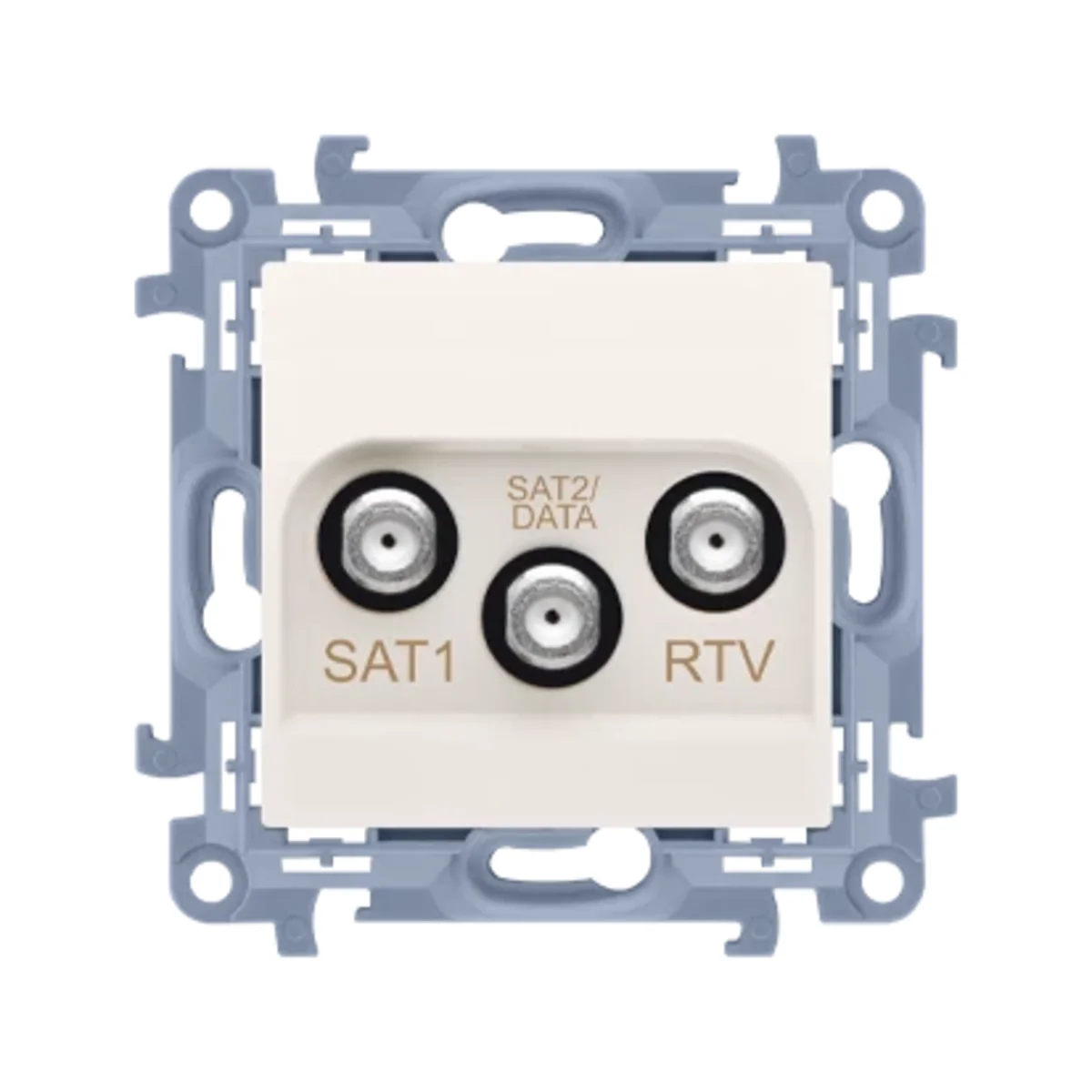 SIMON 10 Gniazdo antenowe SAT-SAT-RTV satelitarne podwójne tłum.:1dB kremowy CASK2F.01/41