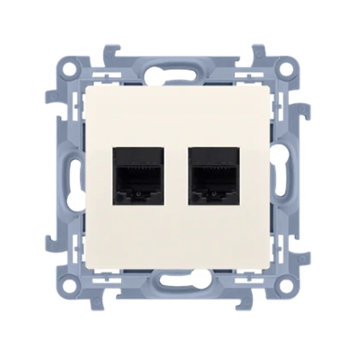 SIMON 10 Gniazdo komputerowe podwójne RJ45 kategoria 6 kremowy C62.01/41 - obrazek 1