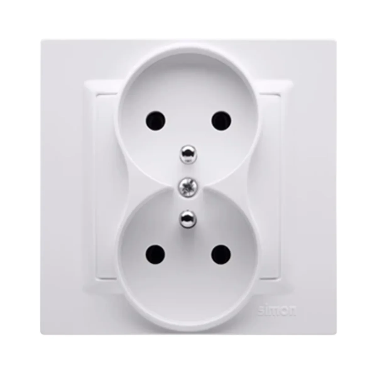 SIMON 10 Gniazdo wtyczkowe podwójne z uziemieniem MONOBLOCK (moduł) 16A 230V kompletne białe CGZ2/11 - obrazek 1