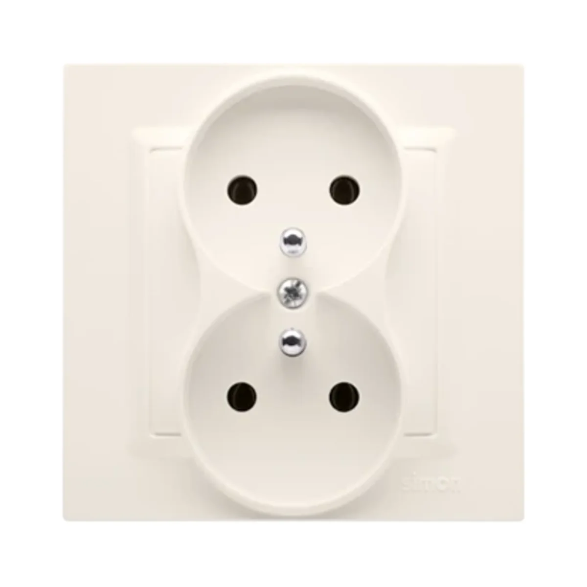 SIMON 10 Gniazdo wtyczkowe podwójne z uziemieniem MONOBLOCK (moduł) 16A 230V kompletne kremowe CGZ2/41 - obrazek 1
