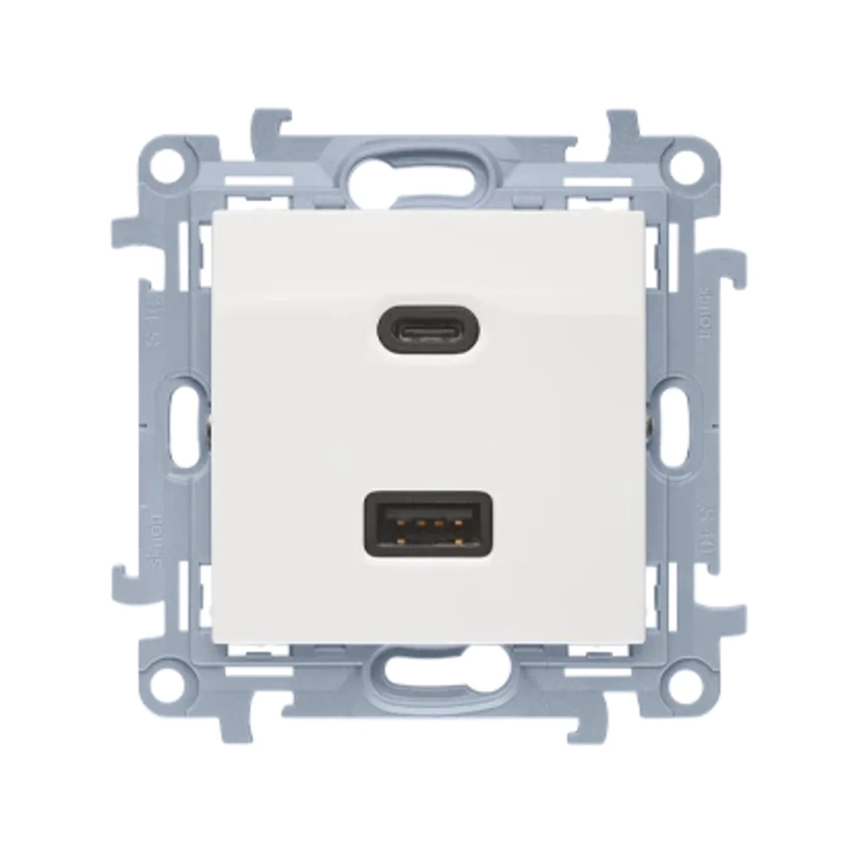 Simon 10 WC-EC2CAQXX-01-11X Ładowarka USB C+A (moduł), 30W, 230V; biały CEC2CAQ.01/11 - obrazek 1