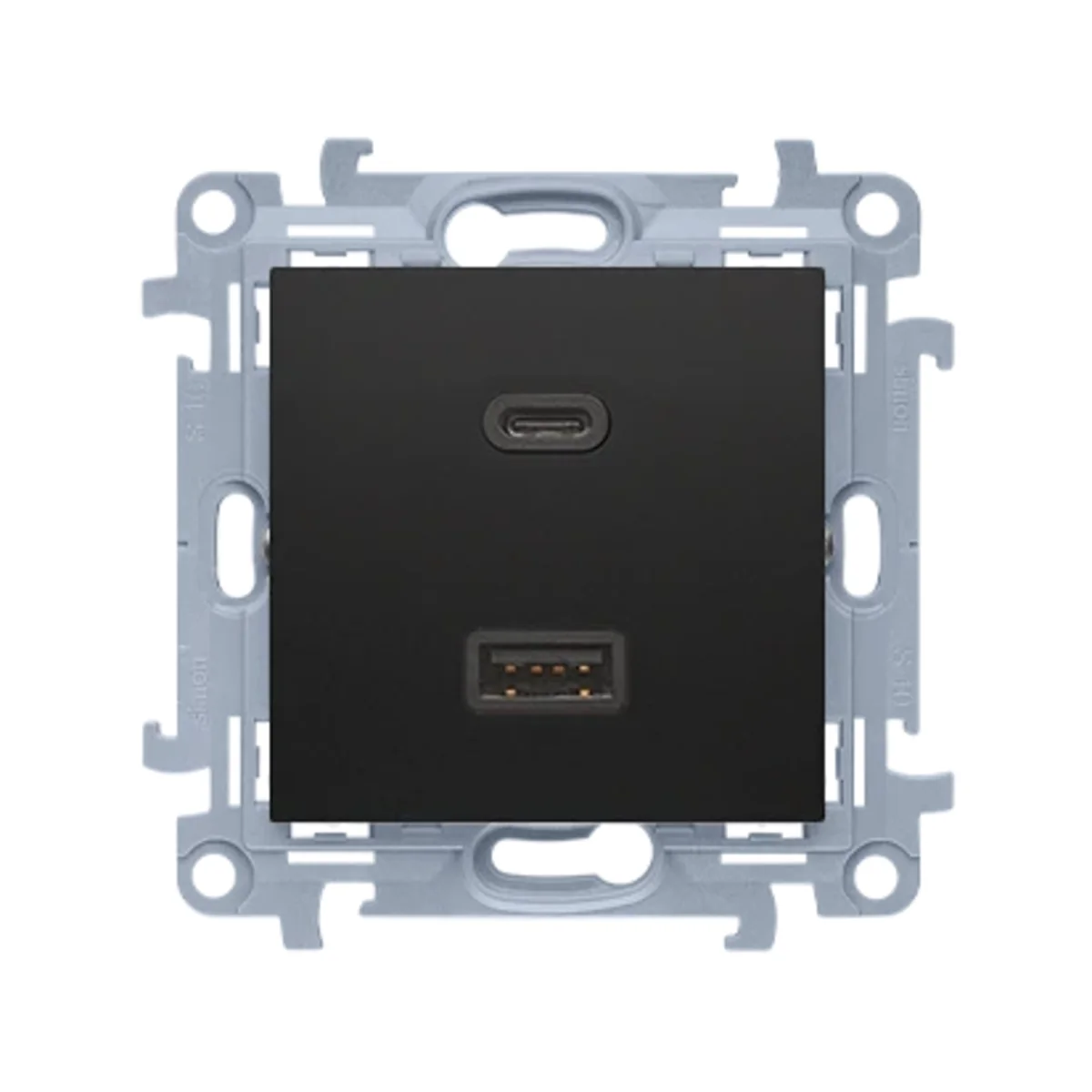 Simon 10 WC-EC2CAQXX-01-49X Ładowarka USB C+A (moduł), 30W, 230V; czarny CEC2CAQ.01/49 - obrazek 1