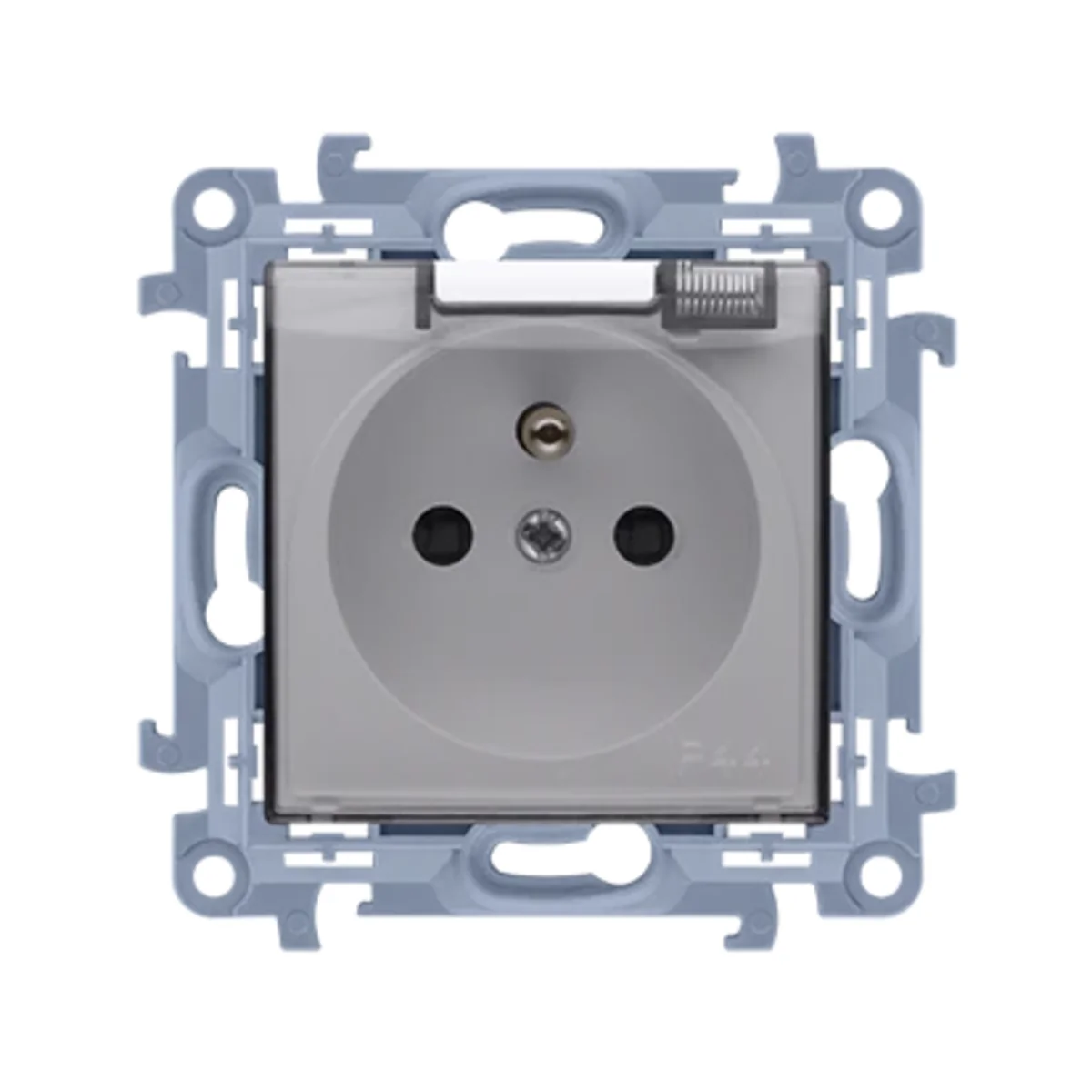 Simon 10 WC-GZ1BCxxx-01-11A Gniazdo wtyczkowe z uziemieniem do wersji IP44 z uszczelką – klapka transparentna (moduł) 16A, 250V~, szybkozłącza; biały CGZ1BC.01/11A - obrazek 1