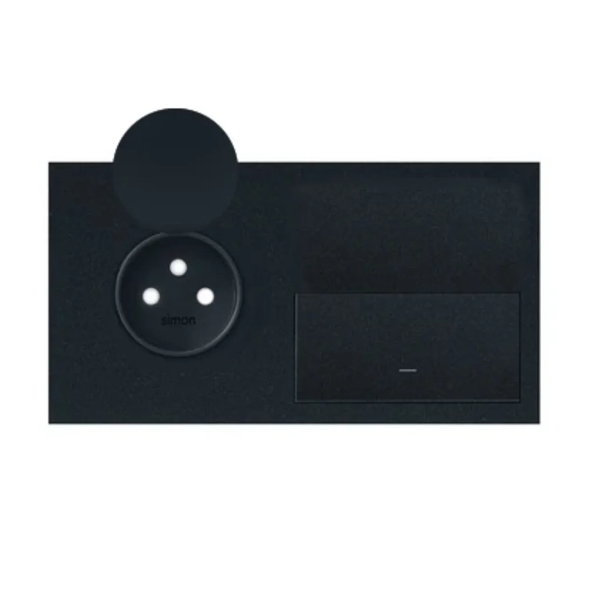 Simon 100 W100-10020192x-238 Panel 2-krotny IP44: 1 gniazdo + 1 klawisze; czarny mat 10020192-238