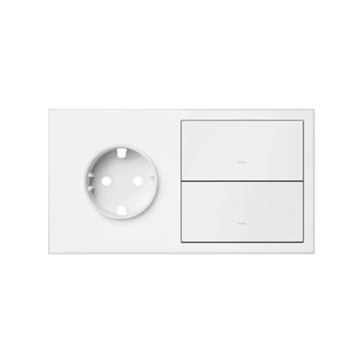 Simon 100 W100-10020204x-230 Panel 2-krotny: gniazdo Schuko + 2 klawisze; biały mat 10020204-230