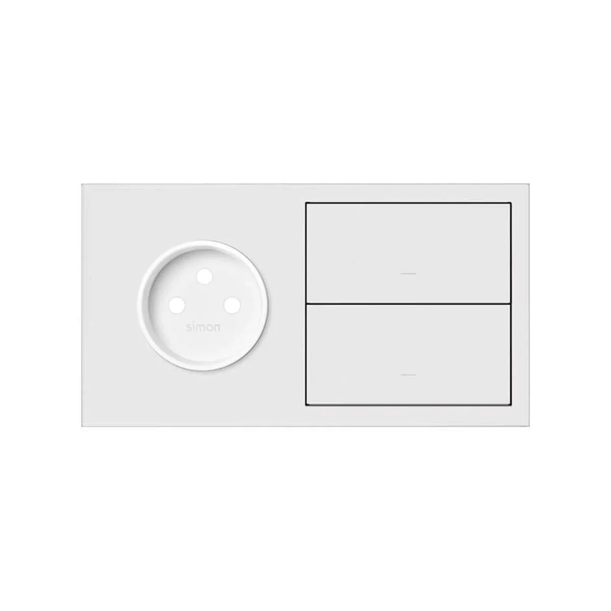 Simon 100 W100-10020221x-230 Panel 2-krotny: 1 gniazdo + 1 klawisz + 1 zaślepka; biały mat 10020221-230 - obrazek 1