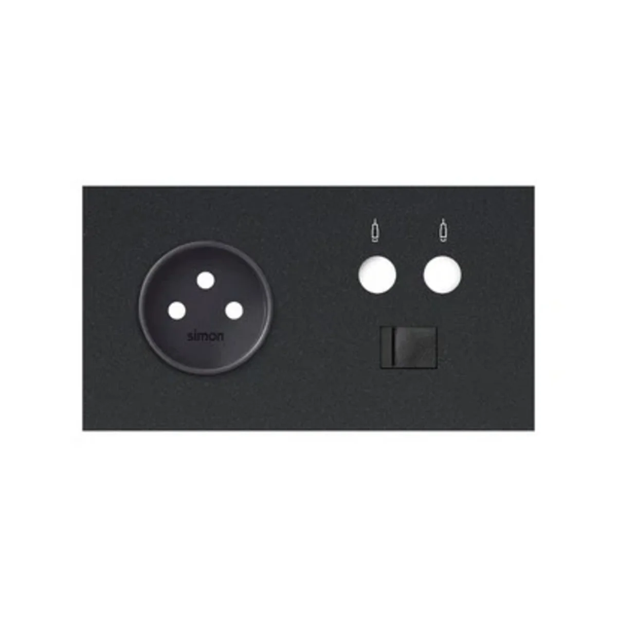 Simon 100 W100-10020226x-238 Panel 2-krotny: 1 gniazdo + 1 TV + 1 RJ45; czarny mat 10020226-238 - obrazek 1