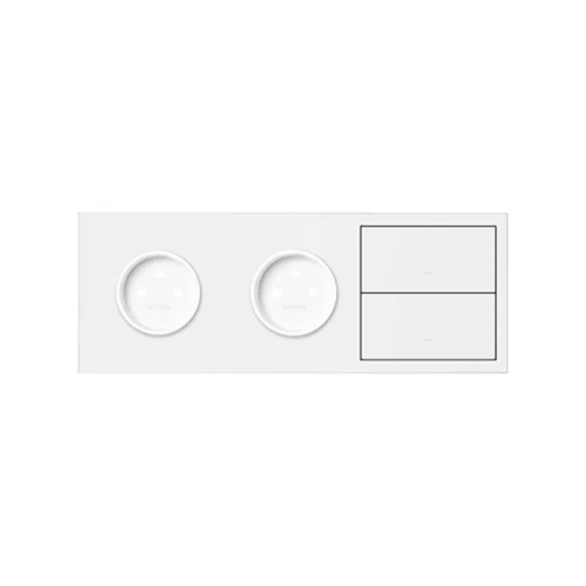 Simon 100 W100-10020322x-230 Panel 3-krotny: 2 gniazda + 2 klawisze; biały mat 10020322-230 - obrazek 1