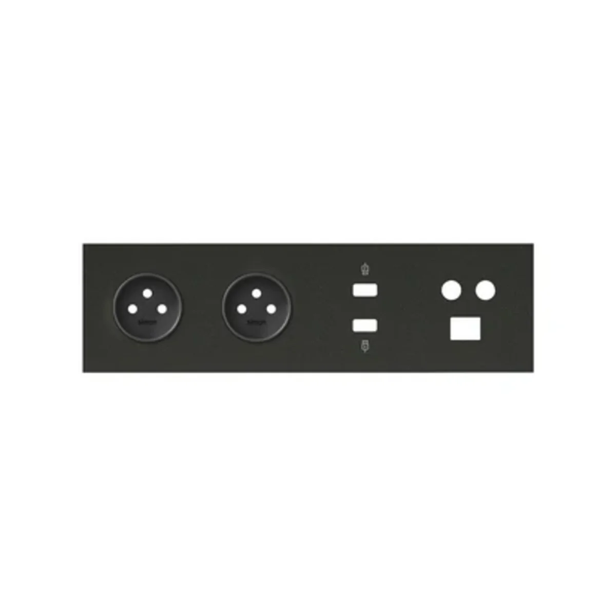 Simon 100 W100-10020406x-238 Panel 4-krotny: 2 gniazda + HDMI + USB + TV/SAT+ RJ45; czarny mat 10020406-238 - obrazek 1