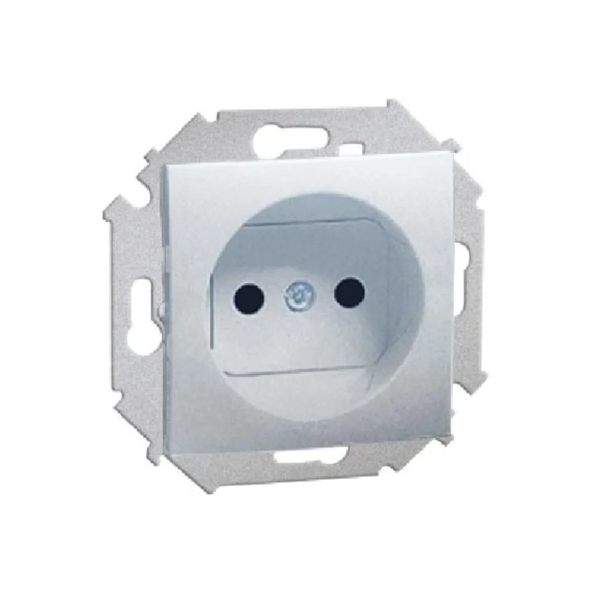 SIMON 15 Gniazdo wtyczkowe pojedyncze bez uziemienia z przesłonami (moduł) 16A 230V aluminium 1591414-026 - obrazek 1