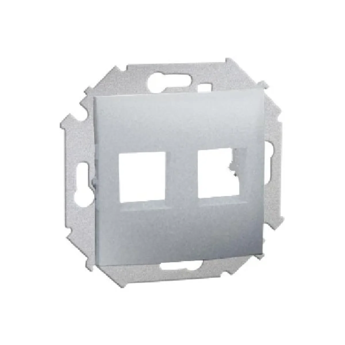 SIMON 15 Pokrywa gniazd teleinformatycznych na Keystone płaska podwójna aluminium 1591530-026 - obrazek 1
