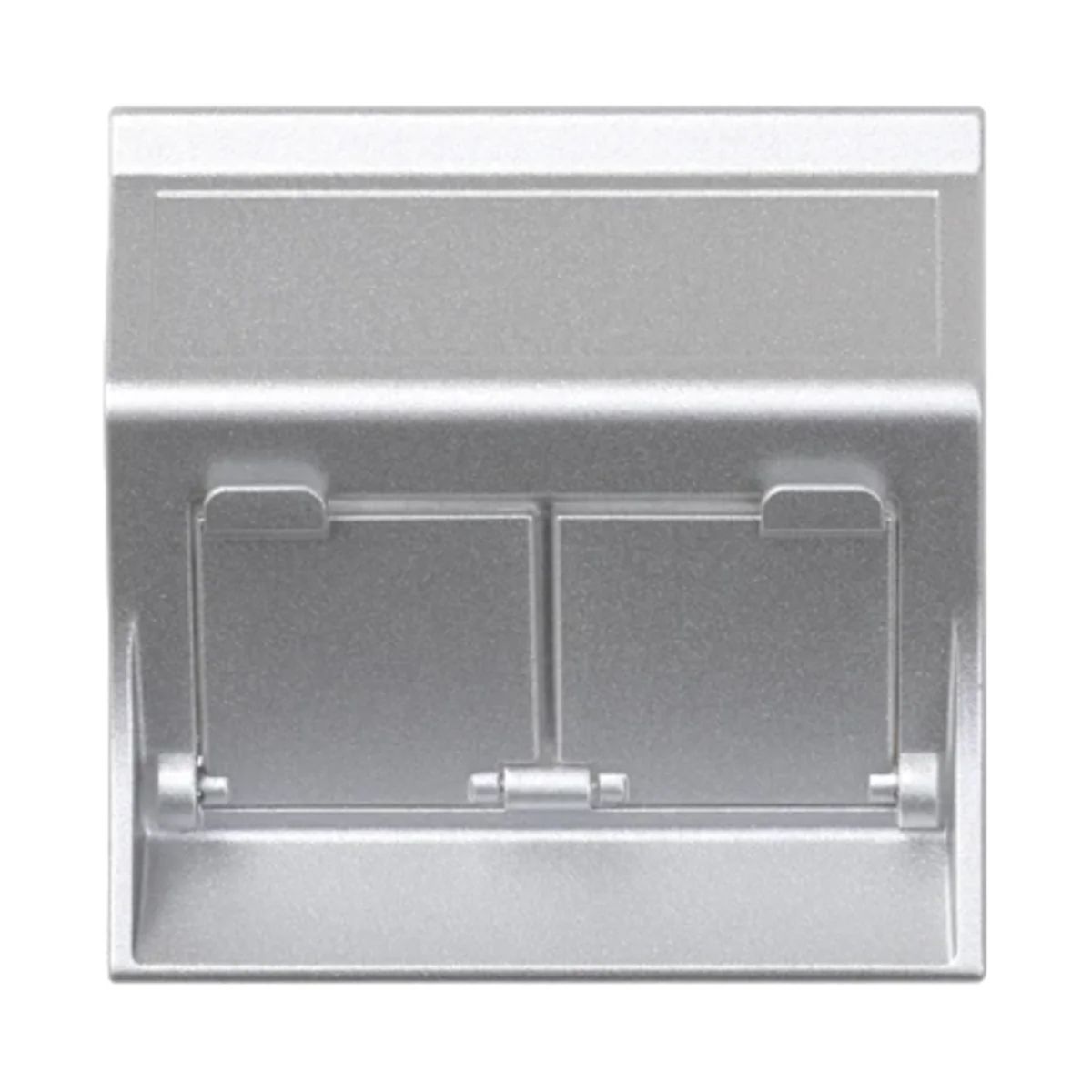 SIMON 500 Plakietka teleinformatyczna 2xRJ z osłonami skośna do adapterów MD aluminium 50000086-033 - obrazek 1