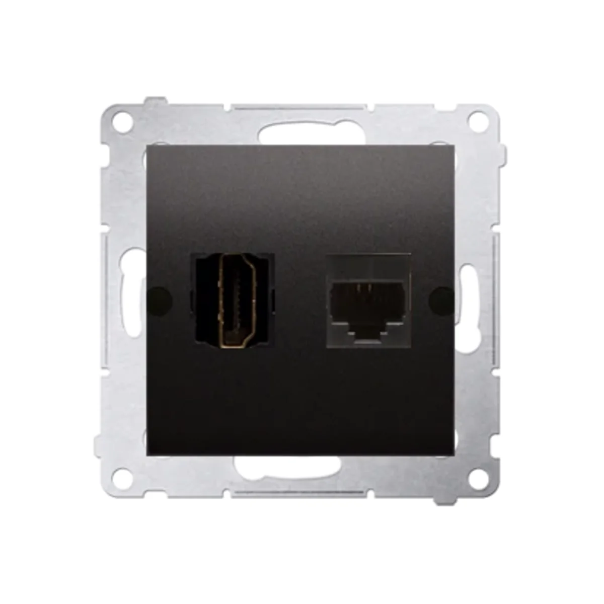 SIMON 54 Gniazdo HDMI + RJ45 kategoria 6 (moduł) antracyt DGHRJ45.01/48 - obrazek 1
