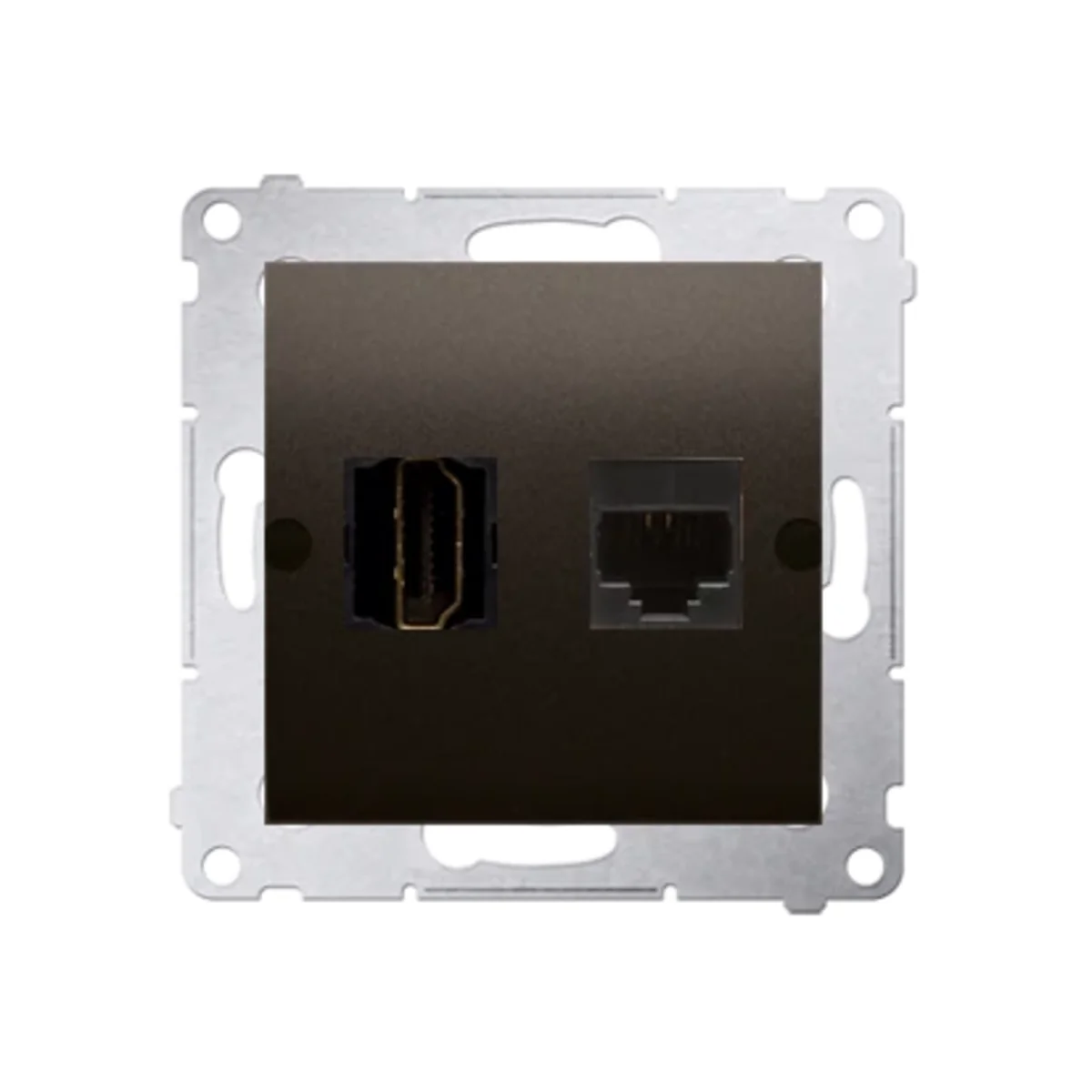 SIMON 54 Gniazdo HDMI + RJ45 kategoria 6 (moduł) brąz mat DGHRJ45.01/46 - obrazek 1
