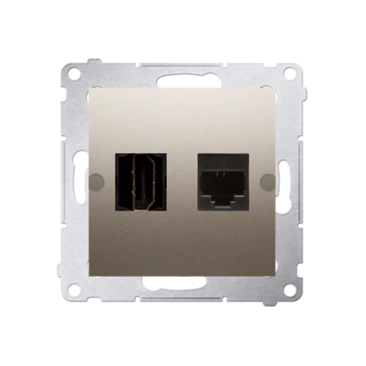 SIMON 54 Gniazdo HDMI + RJ45 kategoria 6 (moduł) złoty mat DGHRJ45.01/44 - obrazek 1